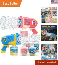 2 Pack Bubble Guns with 4 Bottles Solution, Automatic Bubble Machine Blaster ...
