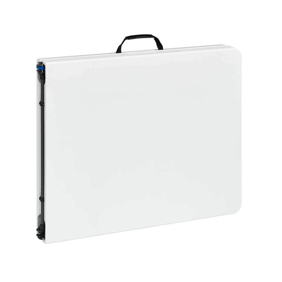 White 6Ft FoldinHalf Plastic Table Indoor Outdoor with Carry Handle - Image 4 of 4