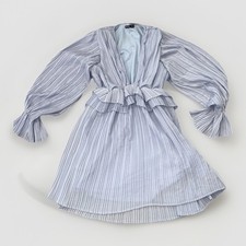 Nasty Gal Size 8 Lilac Light blue Mini Dress Ruffle V Neck Long Sleeve