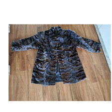 Damen Pelz Mantel Jacke schwarz Gr. 48 halbla...