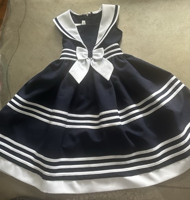 Bonnie Jean Big Girls Navy/white Fit And Flare Dress 8 