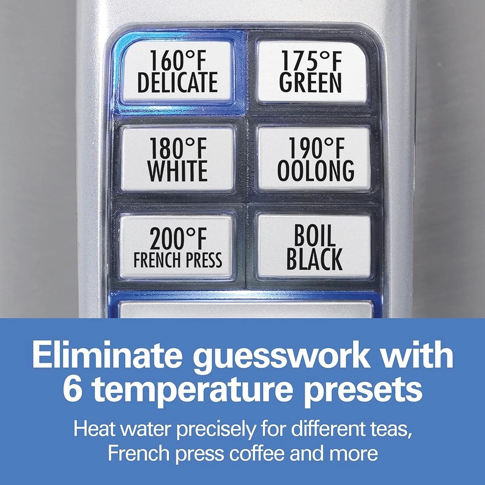 Hervidor eléctrico de control de temperatura de 1,7 litros, caldera de agua, ebullición 1500 vatios Foto 3 de 4