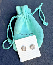     Tiffany  Co. Script Logo Sterling Silver Stud Earrings Retired Design     