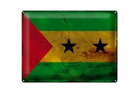 Blechschild Flagge SãO Tomé Und PríNcipe 40X30 Cm Flag Rost Deko Schild Tin Sign