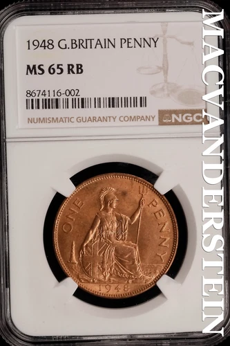 Great Britain: 1948 One Penny - NGC MS 65 RB - Brilliant Uncirculated  #SLi355