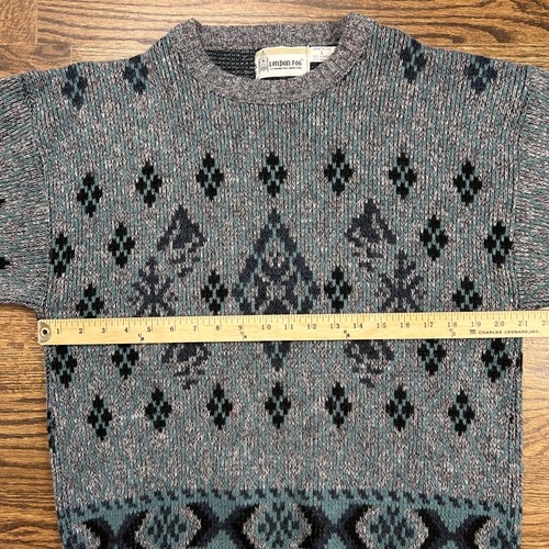 Maglione vintage London Fog uomo grande grigio diamantato maglia lana pullover made in USA - Foto 4 di 6