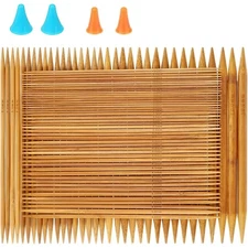Double Pointed , 75 Pcs Bamboo Knitting Needles Set, 15 Sizes from 2.0mm-10.0...