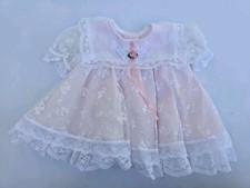 Vintage 90s Jo Lene Lace Pink Layered Fancy Party Dress USA Size 0-6 Months NB