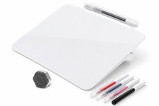 Towon Desktop Glass Dry Erase Board 9"x6" Small Whiteboard With Markers  Eraser