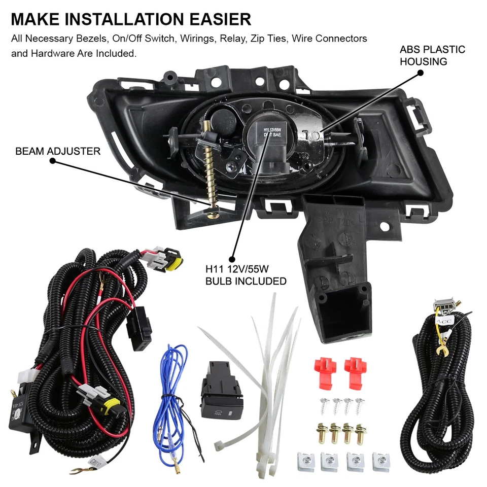 Fits 2007-2009 Mazda 3 Sedan 4Dr Clear Bumper Driving Fog Lights+Switch+Wirings Foto 4 de 4