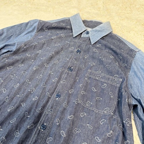 FUCT SSDD Denim Shirt Long Sleeve Paisley Pattern - Picture 2 of 9