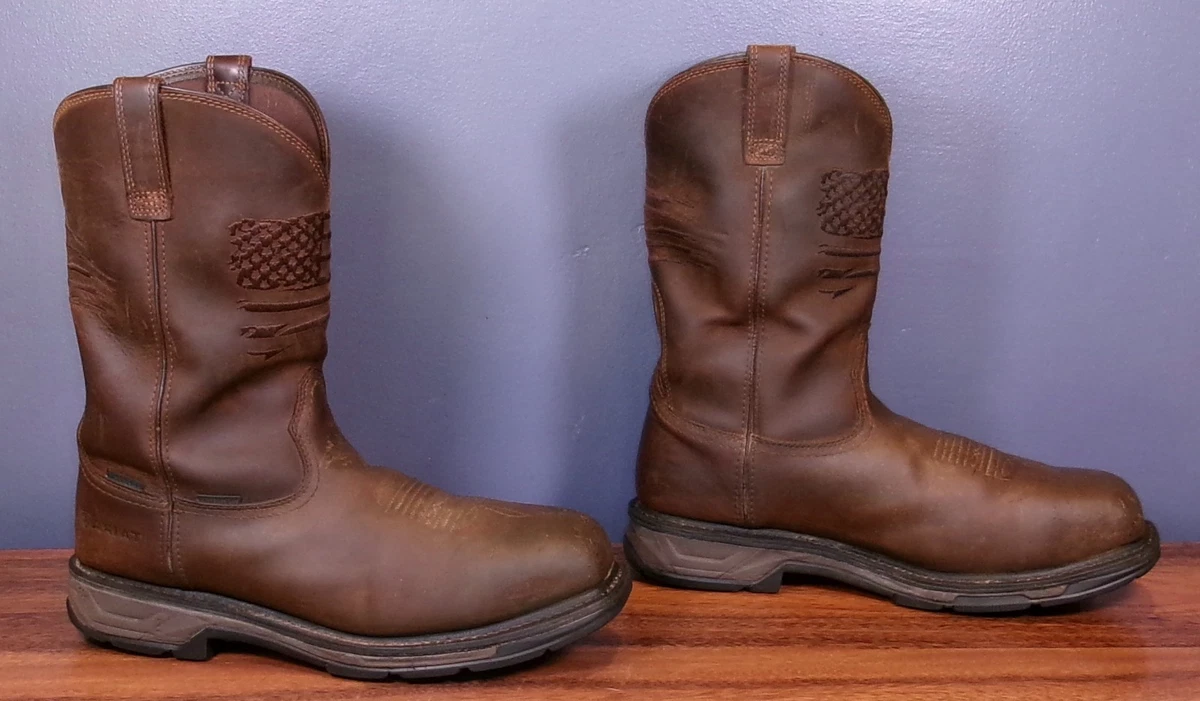 NIB Ariat Men’s 11.5D WorkHog Roper Toe Soft Toe Work Boots 10001188 Aged Bark Men main image 4