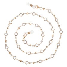 Beaded Eyeglass Chains, Crystal Necklace, Eyewear Strap, Gold