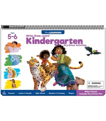 Disney Learning Write, Draw, Learn! Kindergarten Workbooks, Dry Erase Alphab...