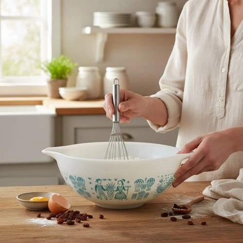 Pyrex Amish Butterprint 443 Cinderella Mixing Bowl Turquoise 2½ QT - Vintage 50s