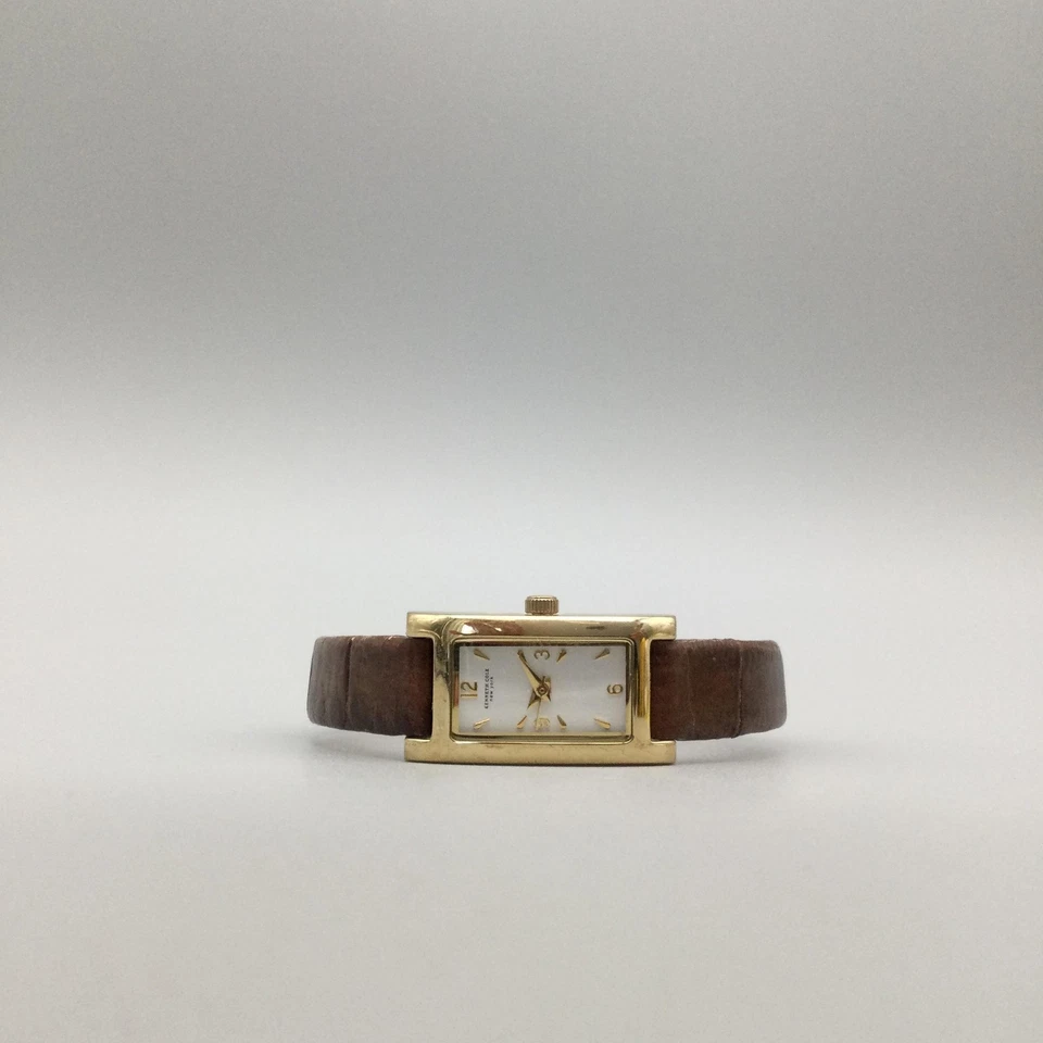 Reloj Kenneth Cole New York Mujer 15mm Tanque Tono Dorado Cuero Marrón Batería Nueva Foto 4 de 4