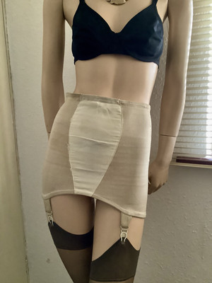 Rare Vtg 1960s Silk Skin by Gossard Skin Tone Nylon Roll On Corset Girdle L