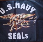 PSA Authenticated Signed U.S. Navy SEALS Flag/Banner “Never Quit”.   18×32.5 in — photo 3