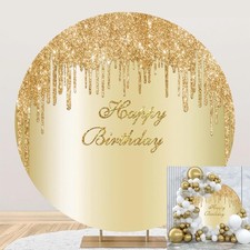 Round Backdrop Gold Photography Birthday Background Cover Girls Women Party