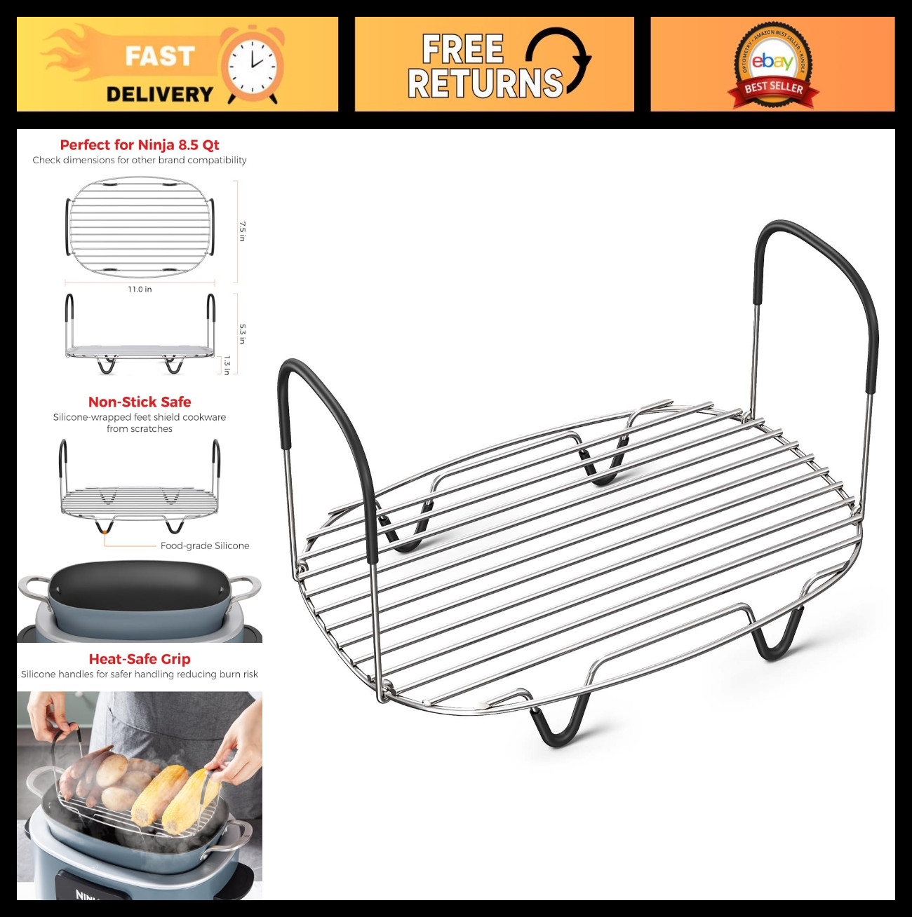 Stainless Steel Steam & Roast Rack for Ninja Slow Cooker - S