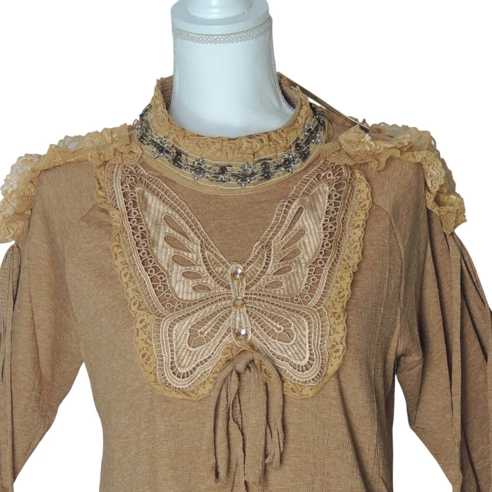 Bonita túnica mariposa manga larga ángel con detalles de cuentas de encaje S, M, L, XL Foto 2 de 4