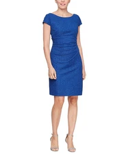 SL Fashions Women's Cap-Sleeve Round-Neck Sheath Dress MSRP $89