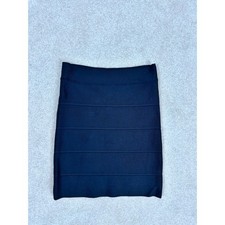 BCBGMAXAZRIA Simone Black Bandage Mini Skirt Ribbed Bodycon LHL3B707 Size S