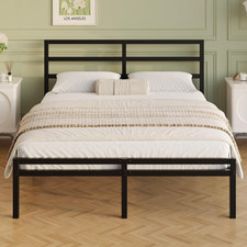 Classic 12" King Size Metal Bed Frame with Headboard, No Box Spring Needed