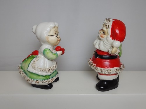 1957 Vtg Christmas Geo Z Lefton Santa & Mrs Claus Salt & Pepper Spaghetti Trim - Picture 5 of 12