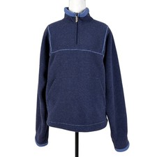 The North Face Quarter Zip Fleece Jacket Womens XL Blue Pullover Kangaroo Pocket