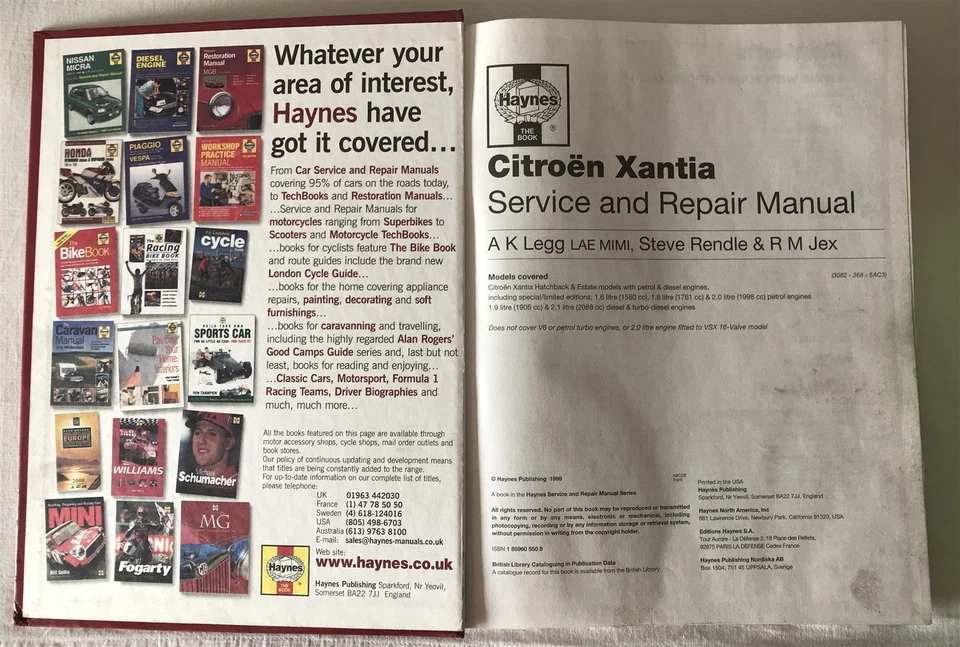 Citroen Xantia 1993-98 K-S Petrol Diesel Haynes 3082 Service & Repair Manual '99 - Image 4 of 4