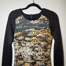 BEBE Long Sleeve Printed Bodycon Dress - Size Medium