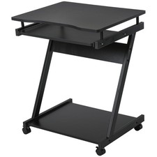 HOMCOM Movable Computer Desk with 4 Moving Wheels Sliding Keyboard Tray Home