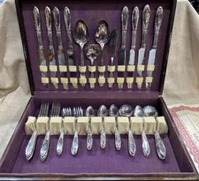 National Silver Co King Edward Silverplate 52 Pieces 8 Place+Case Complete Set