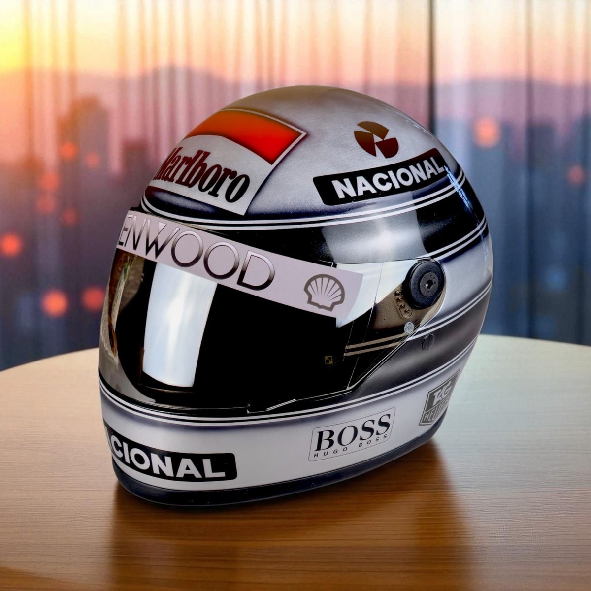 Ayrton Senna 1993 Helmet - Special Silver Chrome - 1:1 Scale