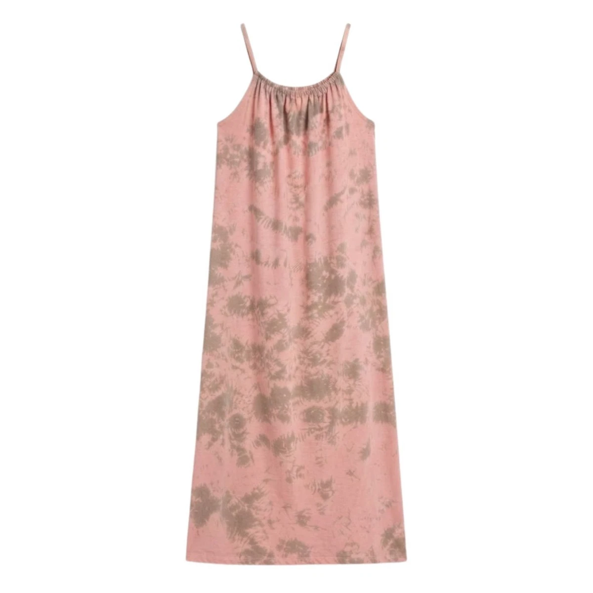 Maxi Vestido Zara Mujer Oversize Algodón Rosa Tie-Dye Vestido Tirantes M