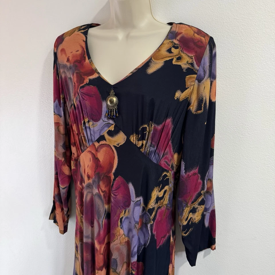 Vestido pequeño vintage Carole 14 acuarela floral midi chifón gitano boho hippie Foto 3 de 4