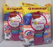 Hanes Girls Size 8- Tagless Bikinis & Panties 2pack- 26pc-
