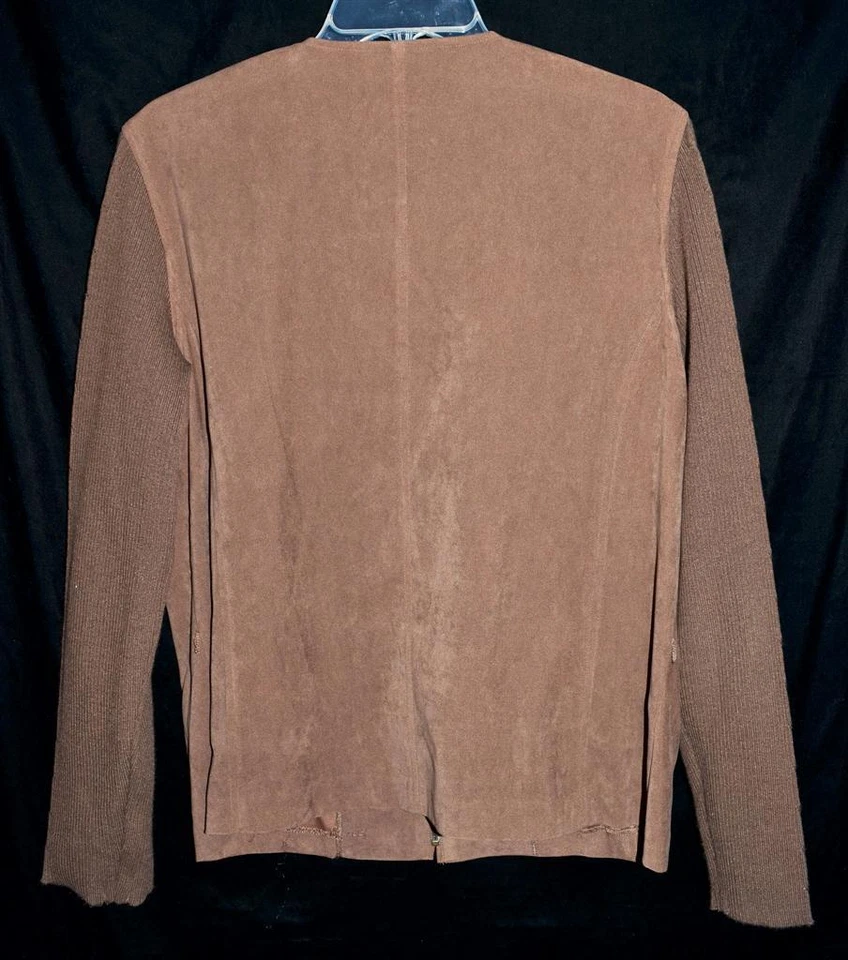 Chaqueta para mujer Norton McNauchton marrón imitación gamuza con mangas de punto acanalado talla 12 Foto 2 de 4