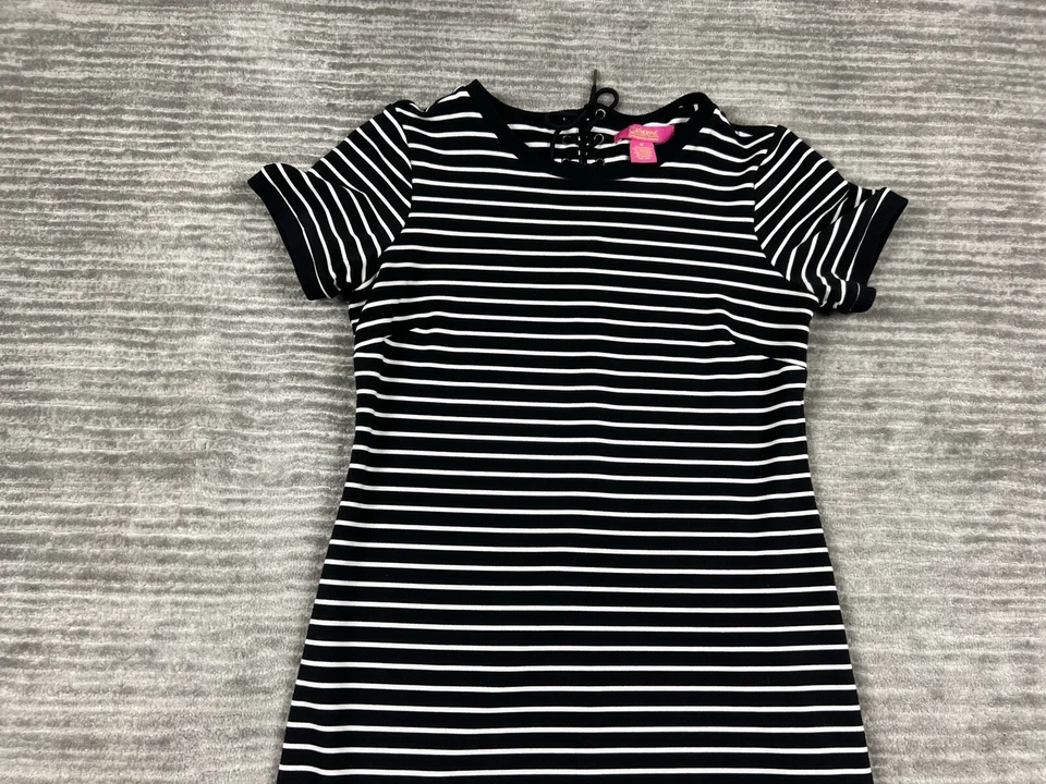 Vestido Catherine Malandrino Mujer Mediano Negro Blanco Rayas Manga Corta Foto 2 de 4