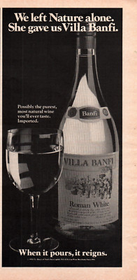 Villa Banfi Roman Wine 1976 Vintage B&W Alcohol Print Ad