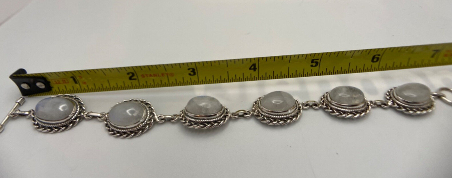 Beautiful Sterling,Multiple Moonstone Toggle Brac… - image 7