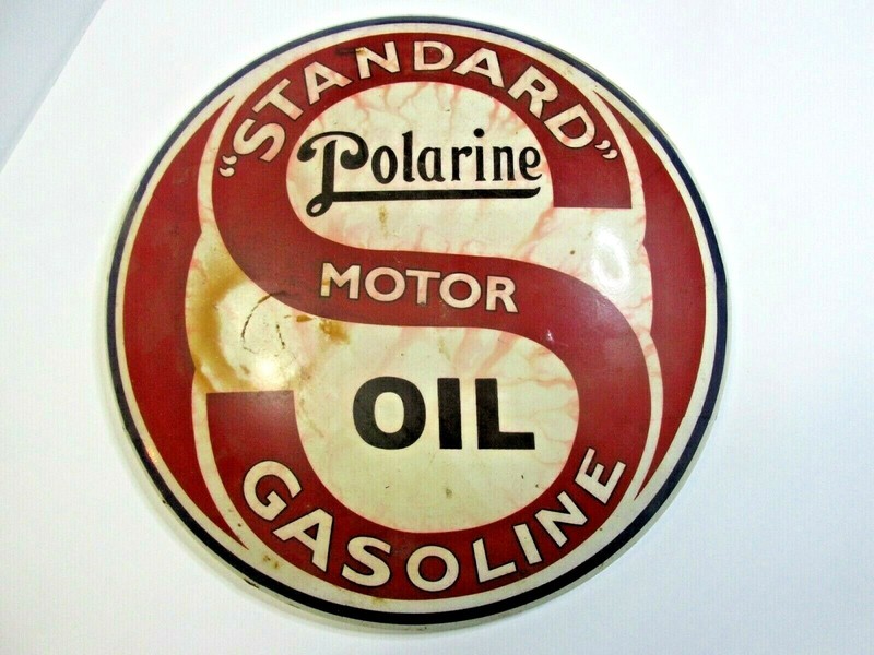 POLARINE MOTOR OIL GASOLIINE SIGN ANTIQUE PORCELAIN STANDARD OLD ORIGINAL RARE 