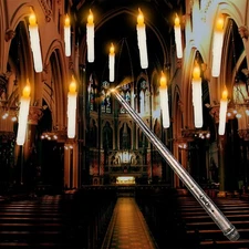 12 Pcs Floating Candles with Wand Remote Magic Halloween Decorations Flameless