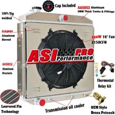 3-rows Aluminum Radiatorshroud Fanrelay For 1953-56 Ford F-100 F-250 F-350