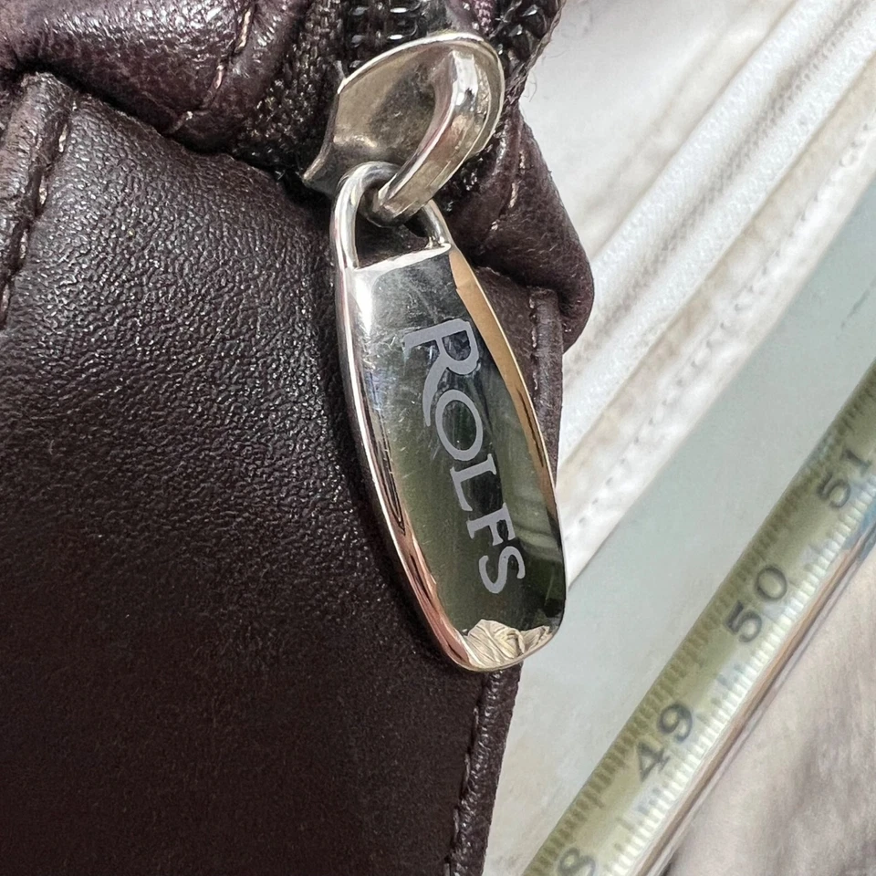 Y2K Rolfs Cartera Bolso Cubo Cuero Genuino Marrón Correa Ajustable Bolsillos Foto 4 de 4