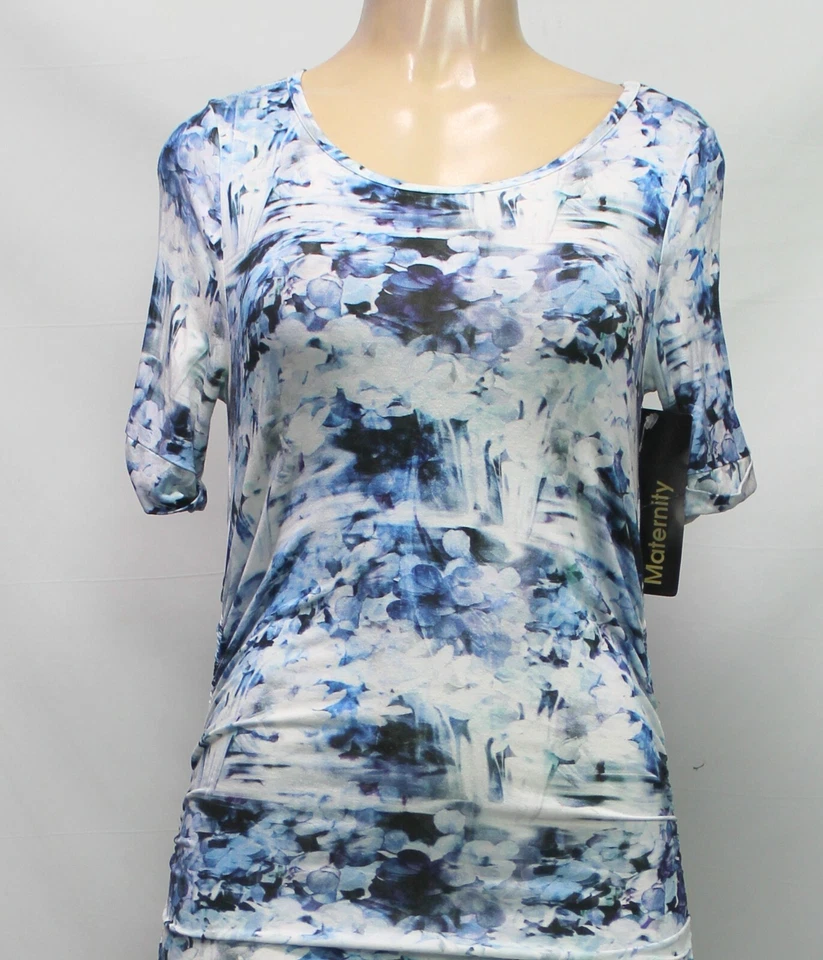 Isabella Oliver Women's Maternity Dress Short Sleeve Stretch Blue Size 2 - Image 2 of 4