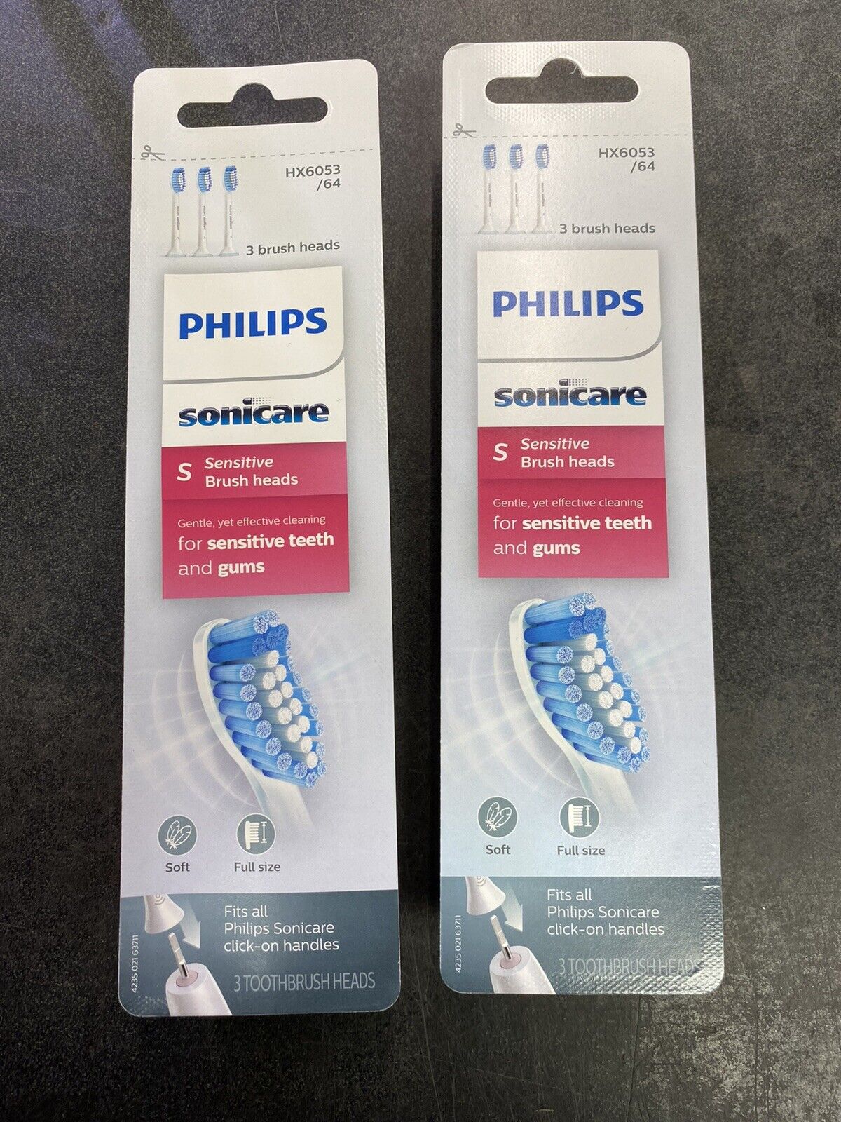 NEW Philips Sonicare HX6053/64 S Sensitive Brush Heads 6 Replacement Heads Total
