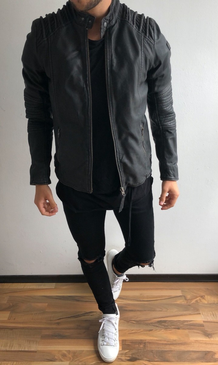 Neu Tigha Lederjacke OLIVER TIM Van S M Grau Neupreis 350€ YPS