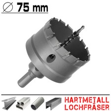 Hartmetall Flachschnitt Loch Fräser Eisen Metall Stahl Edelstahl Lochsäge Ø 75mm
